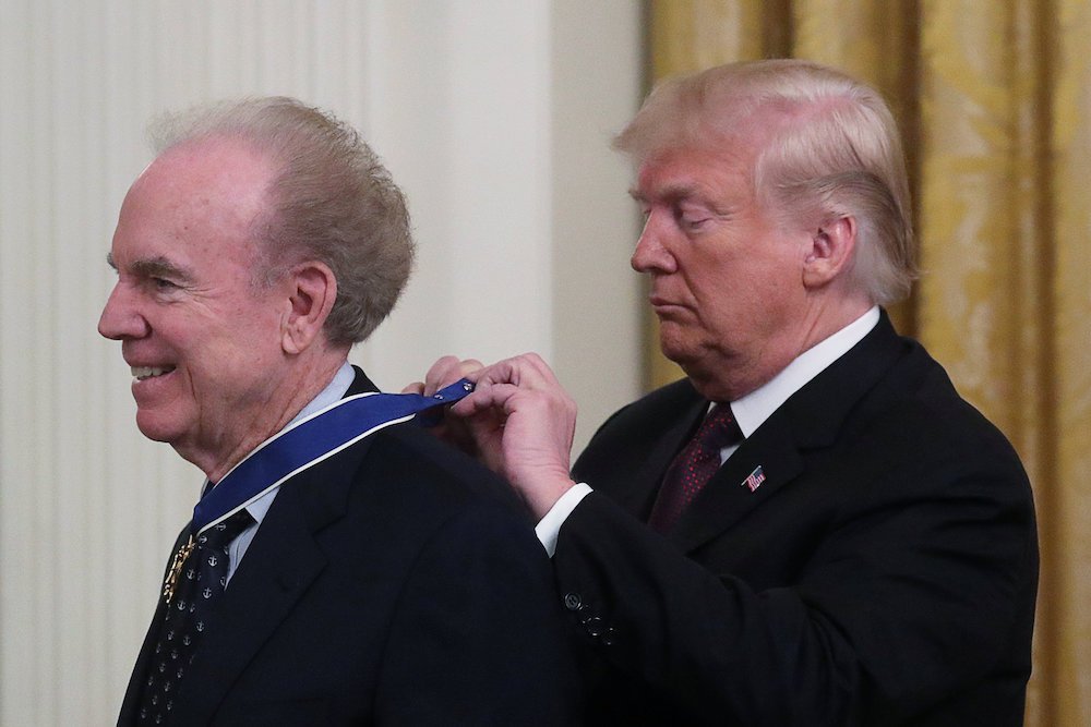 U.S. President Donald Trump awards the Presidential Medal of Freedom to NFL Hall of Fame quarterback Roger Staubach Nov. 16 in the White House. Staubach and the late Supreme Court Associate Justice Antonin Scalia