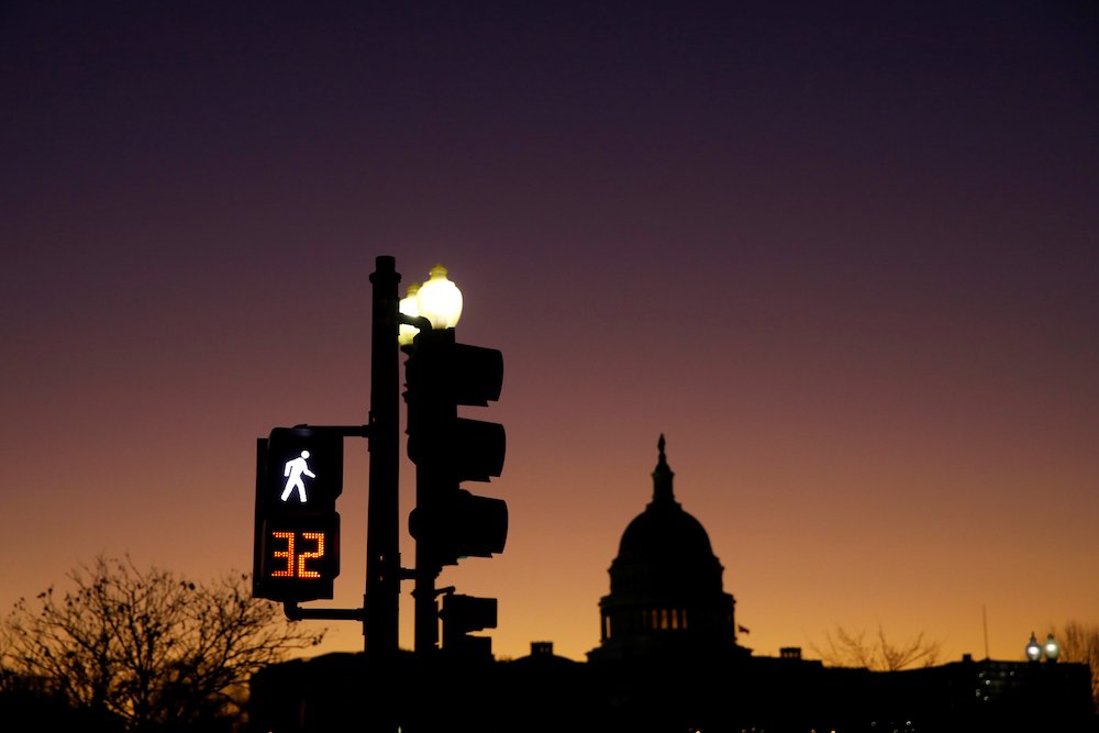 The U.S. Capitol is pictured at sunrise Jan. 22