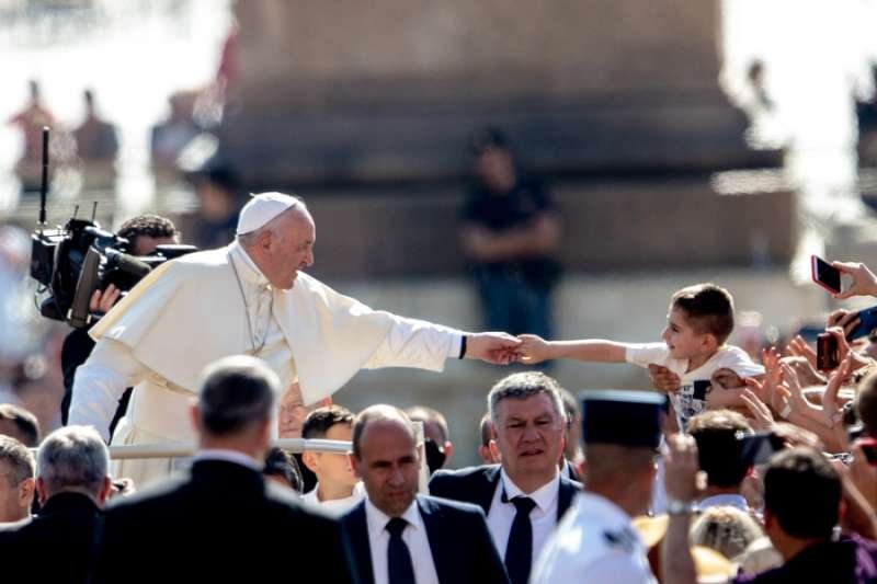 Pope Francis greets pilgrims in St. Peter's Square June 19