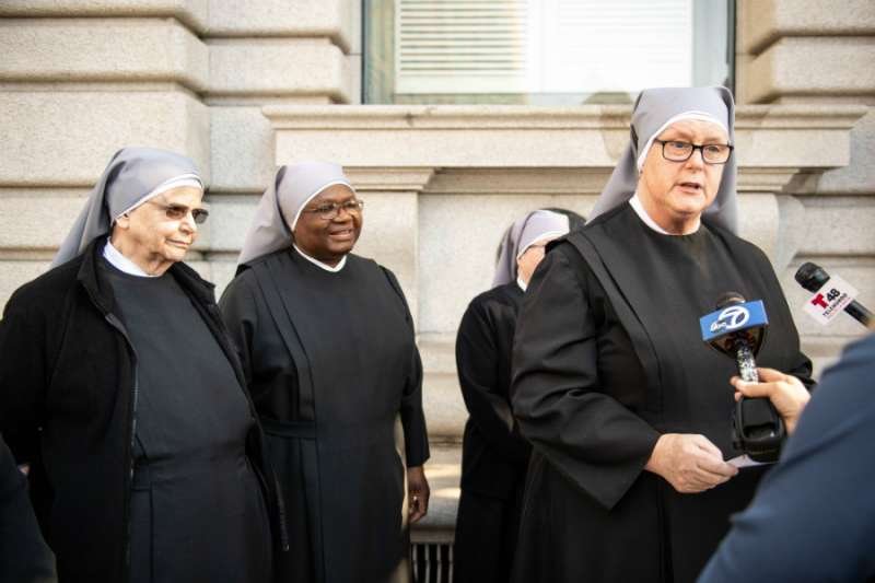 Little Sisters of the Poor after oral arguments in a lawsuit over the contraception mandate. (Becket via CNA)