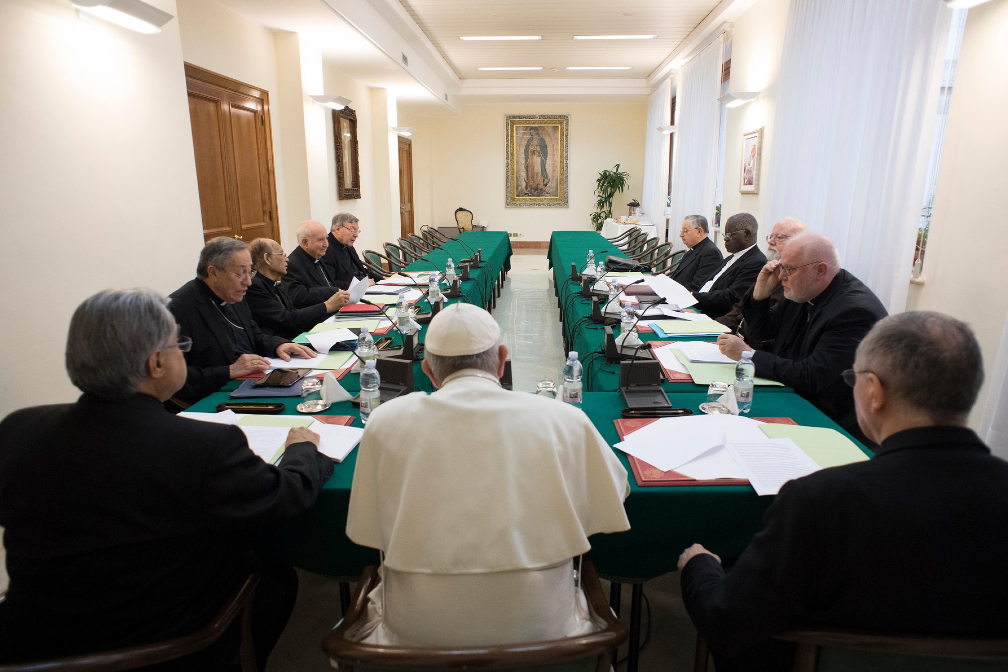 Pope Francis leads the 18th meeting of his Council of Cardinals at the Vatican Feb. 13