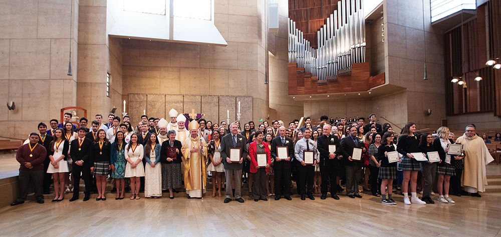 A total of 76 high school seniors and 10 teachers were honored during this year’s Christian Service Awards Mass on March 14 at the Cathedral of Our Lady of Angels in Downtown L.A. (photo/Victor Alemán)