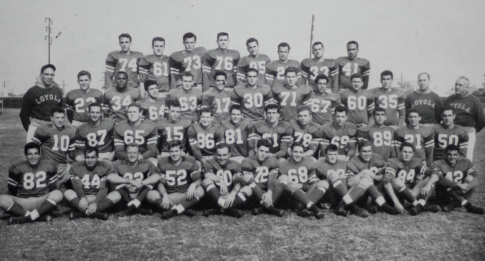 The 1950 Loyola Lions football team that finished 8-1 included Bill English (41
