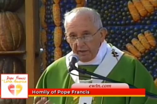 Screenshot: Pope Francis delivers his homily at √ëu Guaz√∫ field in Paraguay