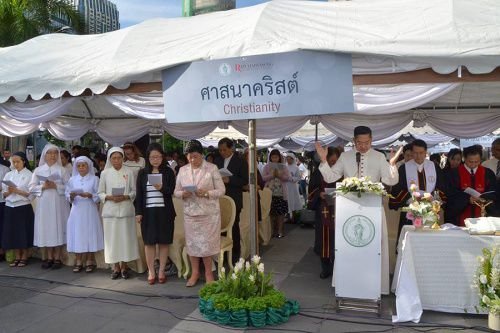 Msgr. Vissanu leads an interreligious prayer service in Bangkok for the victims of the Erawan shrine bombing