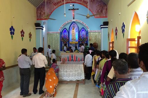 Pilgrims queue up to pray at Our Lady of Fatima shrine in Karjat