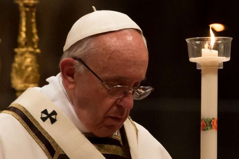 Pope Francis prays at Mass on Candlemas Feb. 2