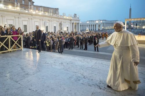 Pope Francis at the Divine Mercy Vigil in St. Peter's Square