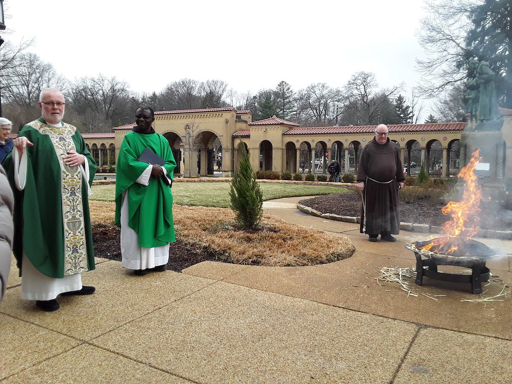 After the noon Mass at the Franciscan Monastery of the Holy Land in Washington March 3