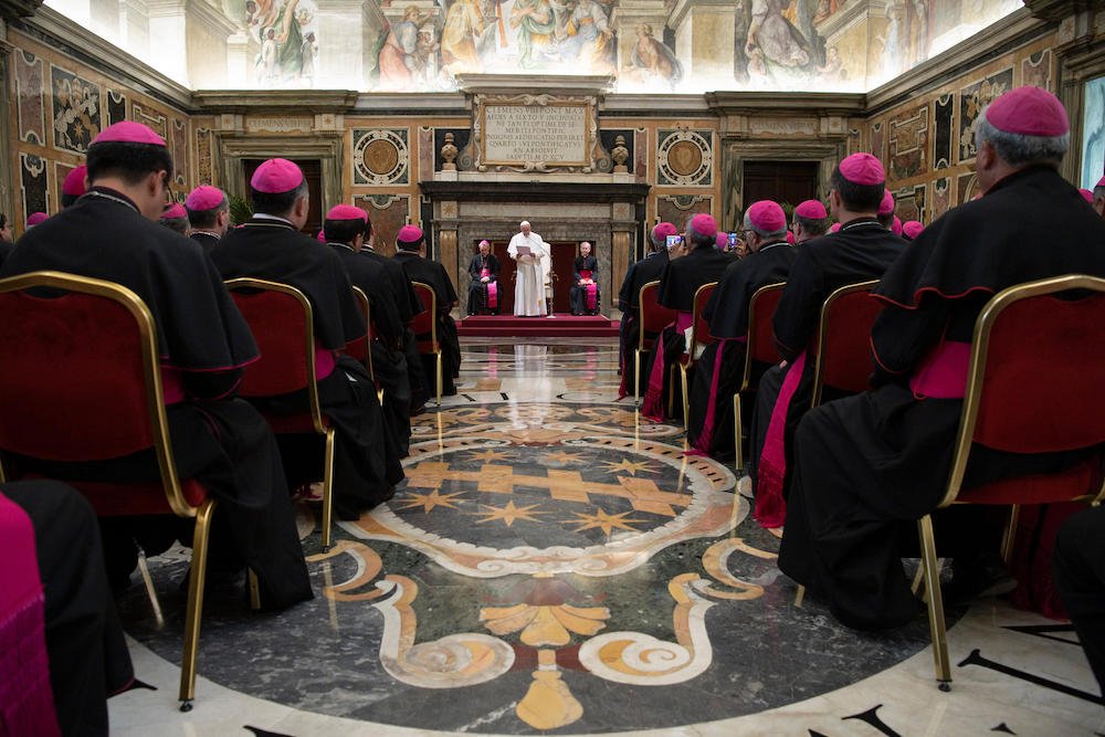 Pope Francis speaks during a Sept. 12