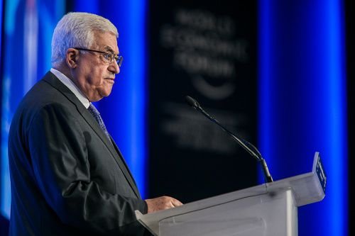 Palestinian president Mahmoud Abbas addresses the World Economic Forum