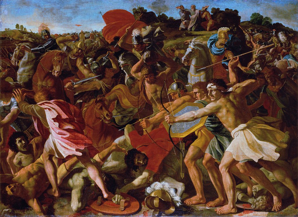 “The Victory of Joshua over the Amalekites,” by Nocolas Poussin, 1594-1665, English.