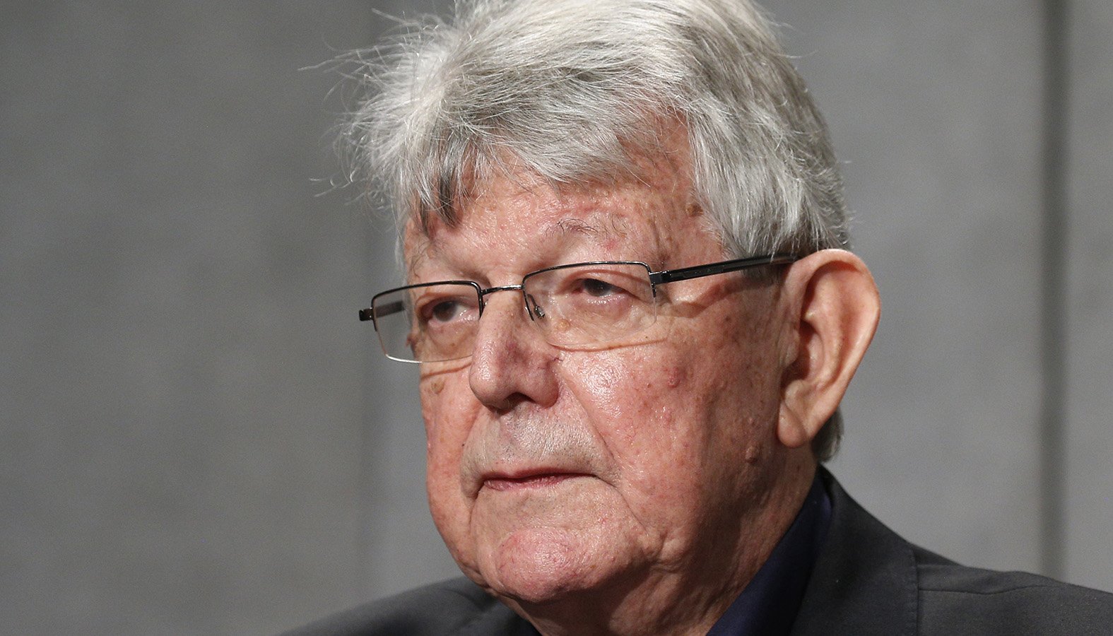 Retired Bishop Erwin Krautler of Xingu, Brazil, attends a press briefing following a session of the Synod of Bishops for the Amazon at the Vatican Oct. 9, 2019. (CNS photo/Paul Haring)
