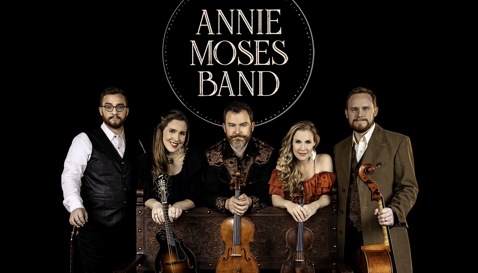 A Copland to Cash tour promo image featuring Jeremiah Wolaver, Gretchen Wolaver, Alex Wolaver, Annie (Wolaver) Dupre and Benjamin Wolaver. COURTESY ANNIE MOSES BAND