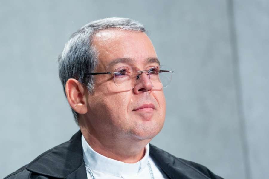 Bishop Wellington de Queiroz Vieira of Cristalandia at a Holy See press office briefing, Oct. 16, 2019. (Daniel Ibanez/CNA)