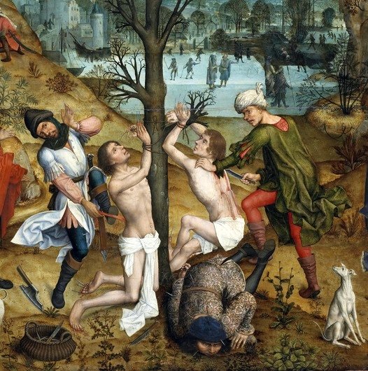 Martyrdom of Crispin and Crispinian (detail), by Aert van den Bossche, 1494.