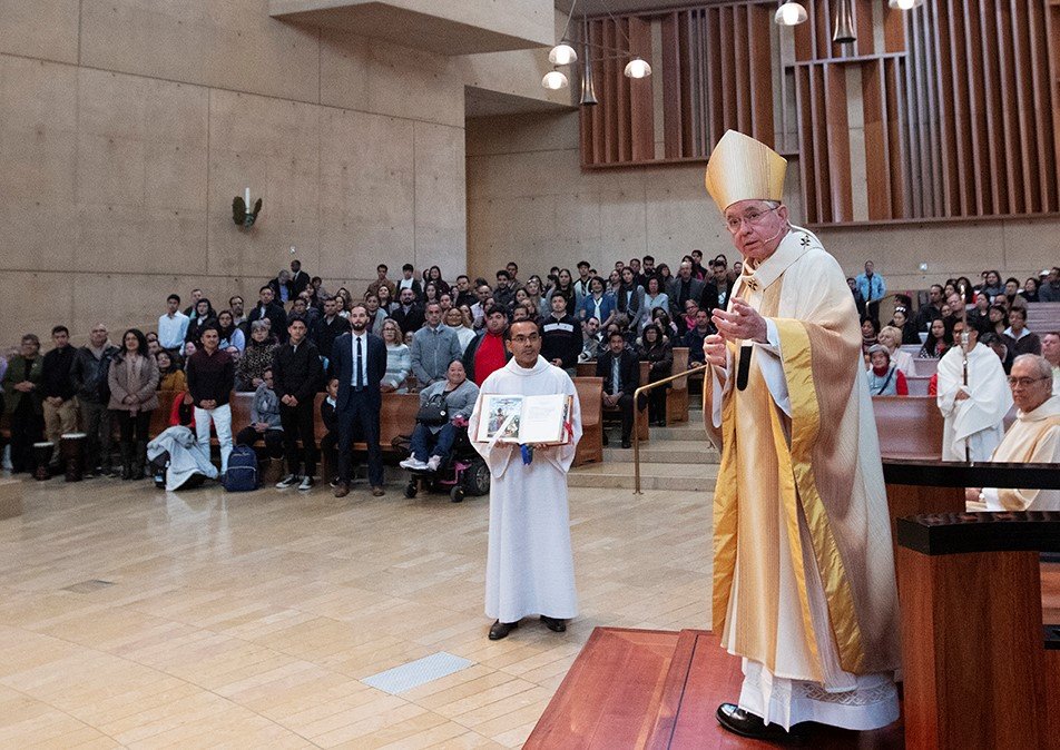 Arzobispo José H. Gomez celebra la Misa de bendicion para peregrinos destinados para la Jornada Mundial de la Juventud en Panama en enero del 2019. (VICTOR ALEMÁN)