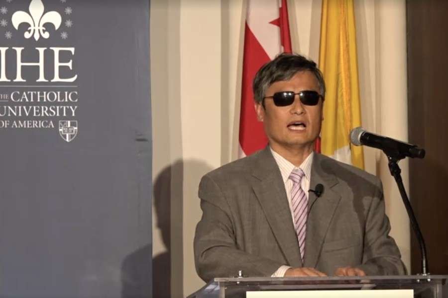 Chen Guangcheng speaks at the Catholic University of America, Oct 9, 2019. (Catholic University of America via Catholic News Agency)