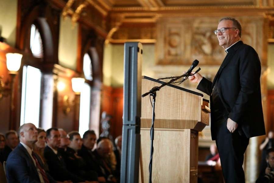 Bishop Robert Barron at the Library of Congress. (Joseph Gloor/Word on Fire via CNA)