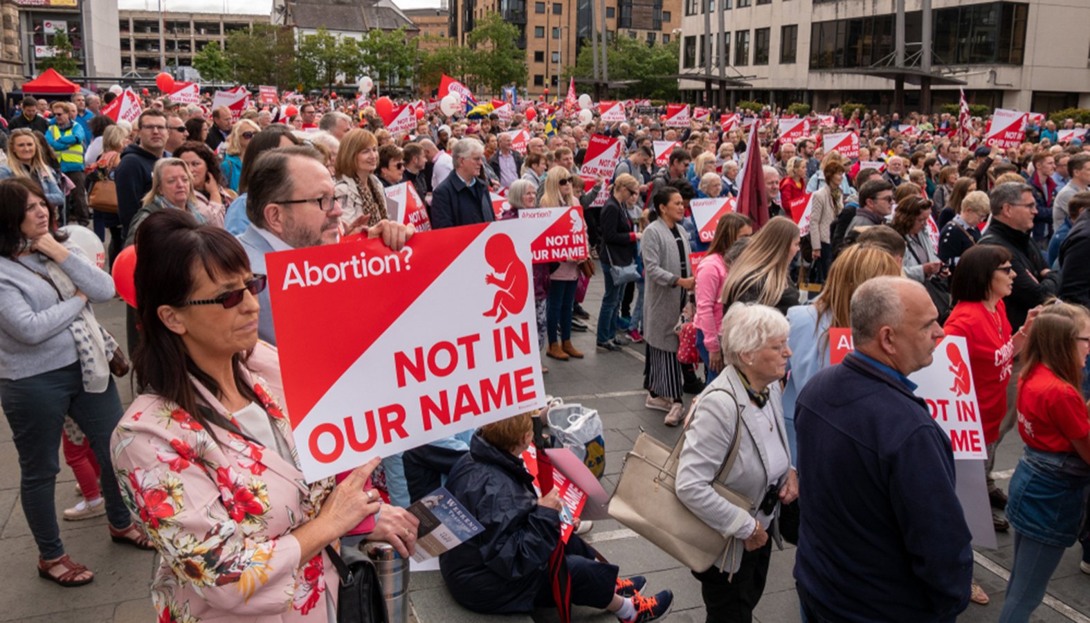 Thousands attended a March For Their Lives rally opposing abortion in Custom House Square in Belfast, Northern Ireland, UK, September 7, 2019. (Shutterstock)