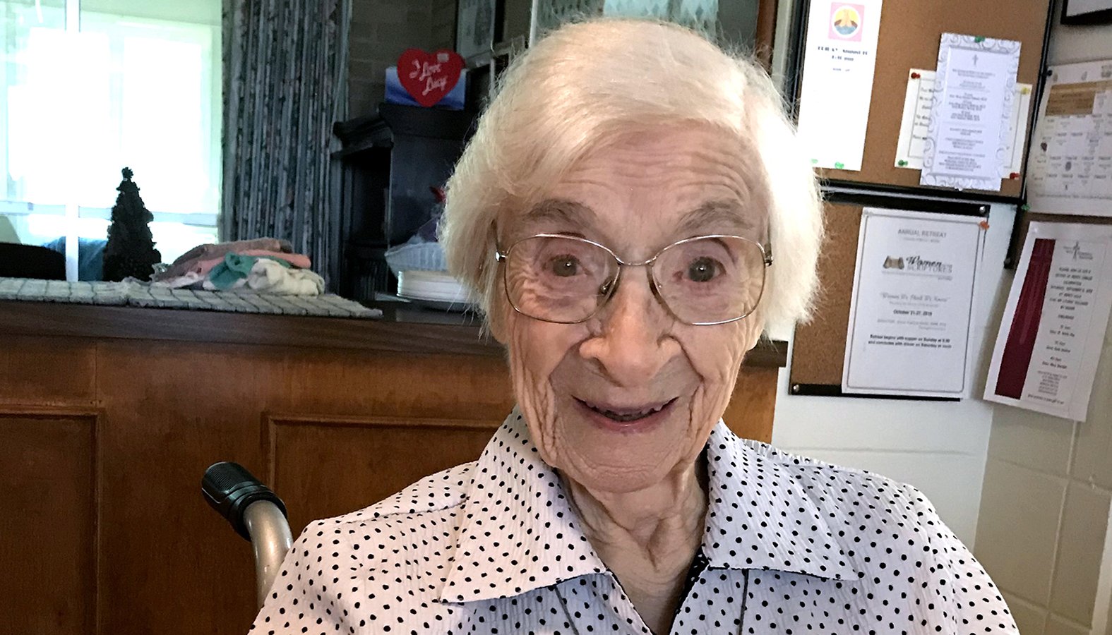 Mercy Sister Mary Aidan Donaldson is seen in this 2018 photo. She died Oct. 25, 2019, at the age of 111. (CNS photo/courtesy Sister Marilyn Graf)