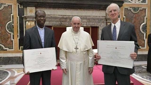 2019 Ratzinger Prize winners with Pope Francis Nov. 9, 2019. (Vatican Media via CNA)