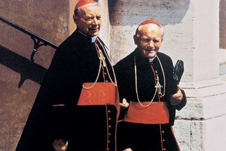 Cardinal Stefan Wyszynski and St. John Paul II, then Cardinal Karol Wojtyla. (CNA photo/Courtesy of Adam Bujak/Bialy Kruk.