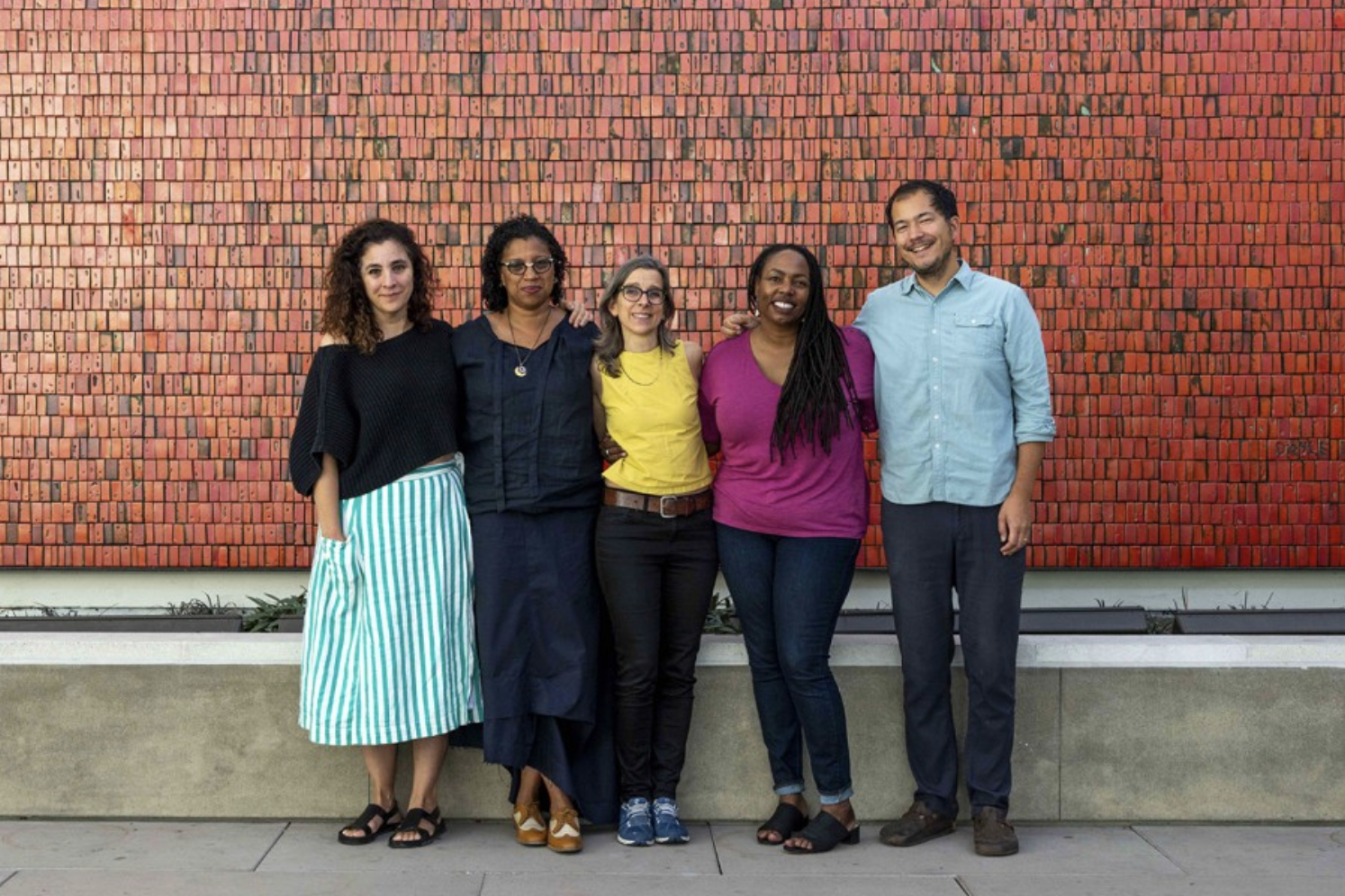 From left: Beatriz Santiago Muñoz, Robin Coste Lewis, Nina Katchadourian, Dana Johnson, and Rosten Woo. (Kate Lain/The Huntington Library, Art Museum, and Botanical Gardens)