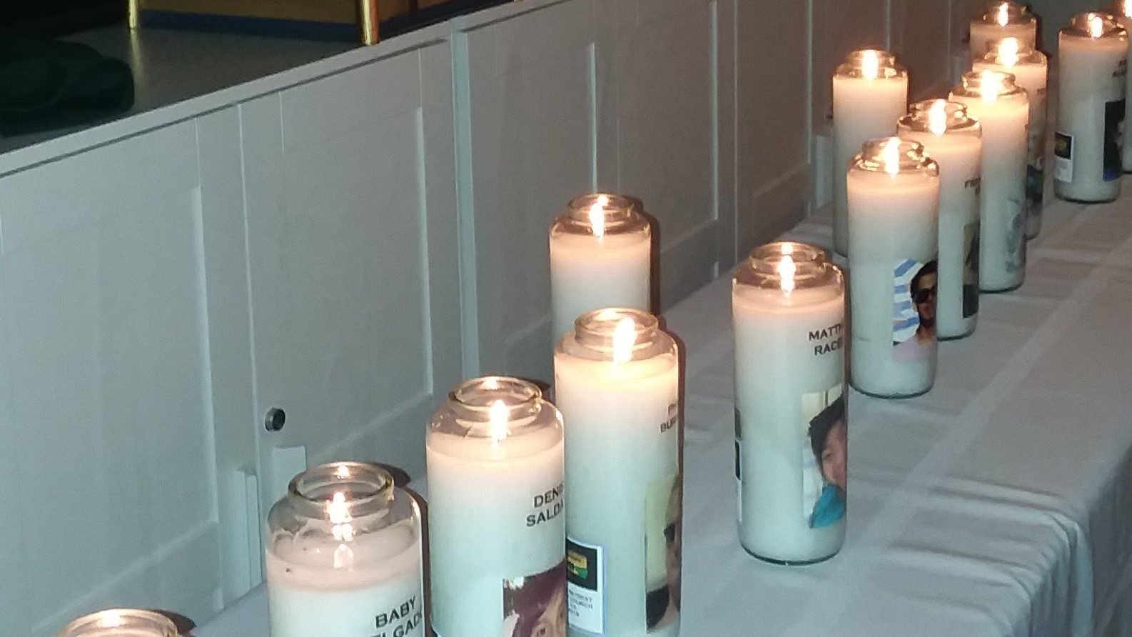 Memorial candles honoring the deceased at the Archdiocesan Emmaus Ministry retreat in December 2019. (The Emmaus Ministry)