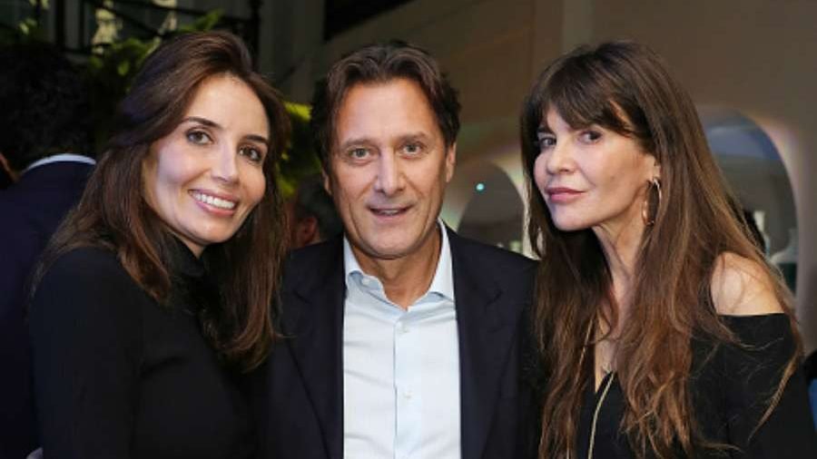 Raffaele Mincione (C) and Carla Maria Orsi Carbone (R) attend the launch of M Industry London and the Art Bag at 51 Berkeley Square on Oct. 3, 2017 in London, England. (Dave Benett/Getty Images via CNA)