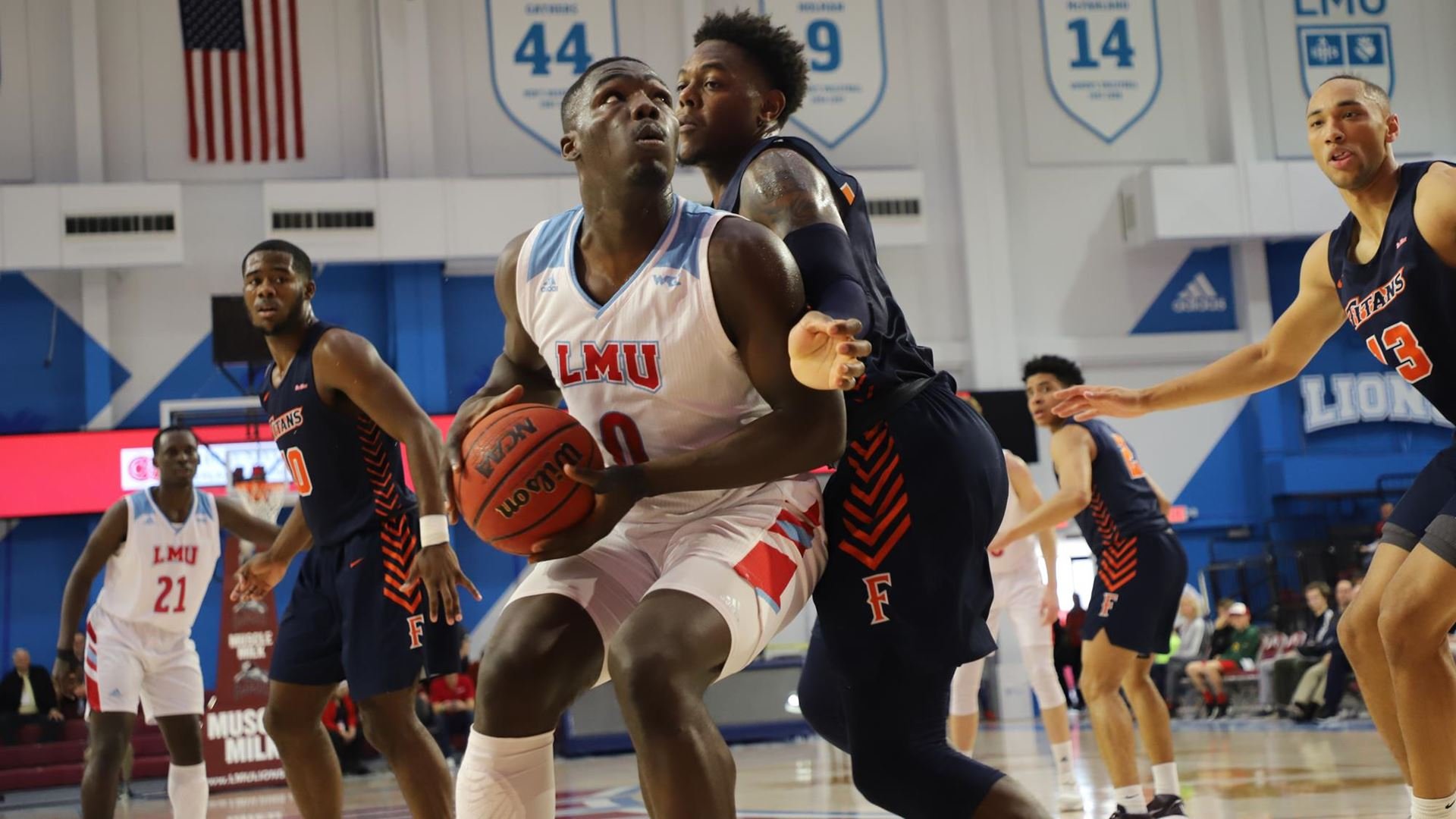 LMU’s Eli Scott scored 25 points to lead the Lions’ recent win over Cal State Fullerton Dec. 22. (LMU Athletics)
