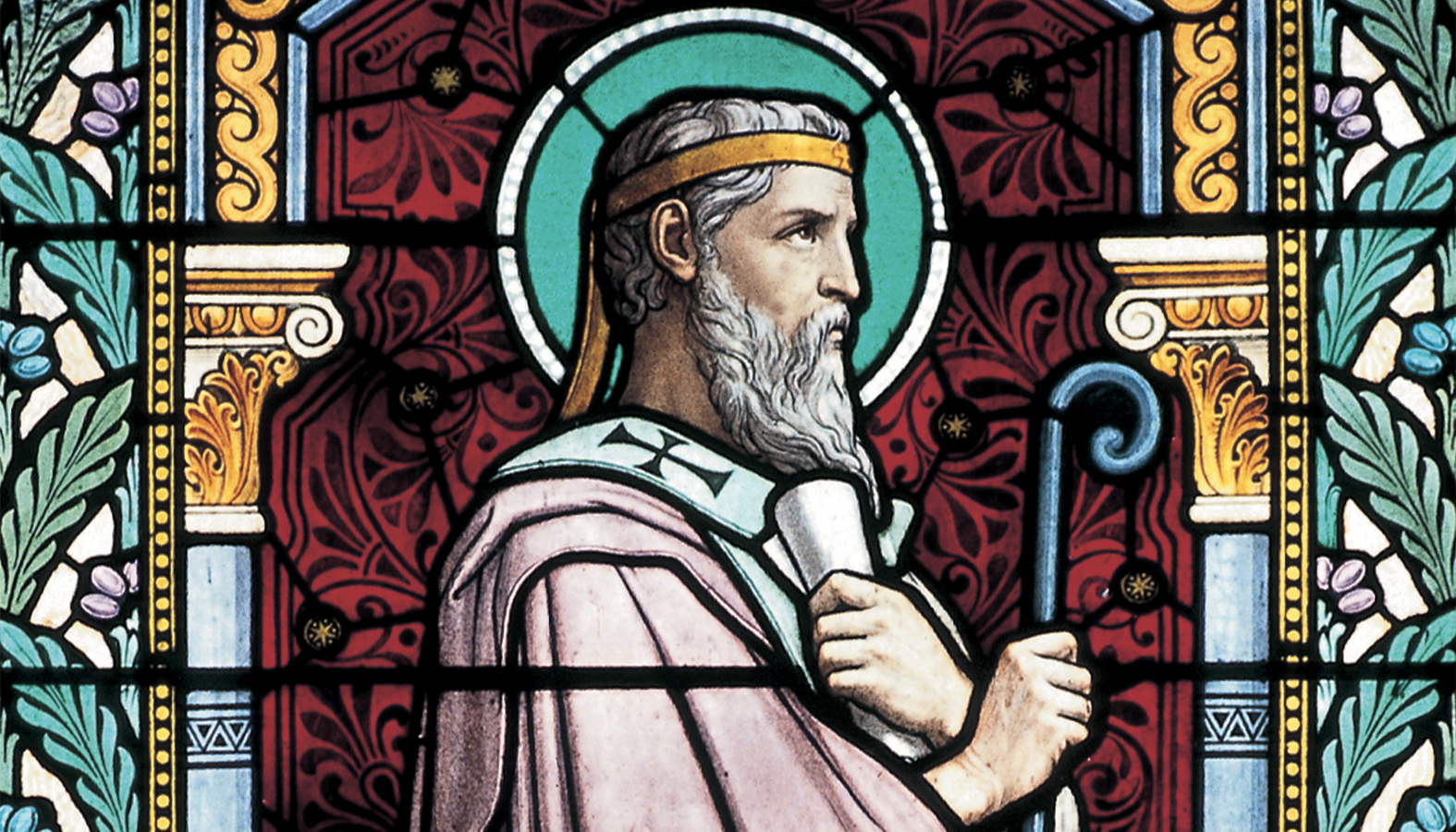 Stained glass of St. Irenaus in St. Irenaeus Church in Lyon, France. (Wikimedia Commons)