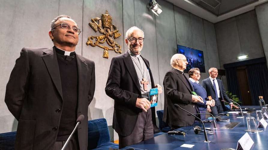 Vatican officials at a Feb. 12 press conference. (Daniel Ibanez/CNA)