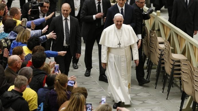 Pope Francis leads his general audience in Paul VI hall at the Vatican Jan. 29, 2020. (CNS via Crux)