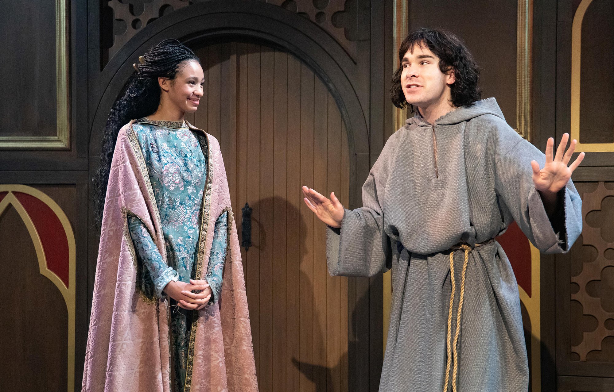 Troy Leigh-Anne Johnson as Clare and Michael Sturgis as Francis, in Echo Theater Company's production of "Poor Clare." (Darrett Sanders)