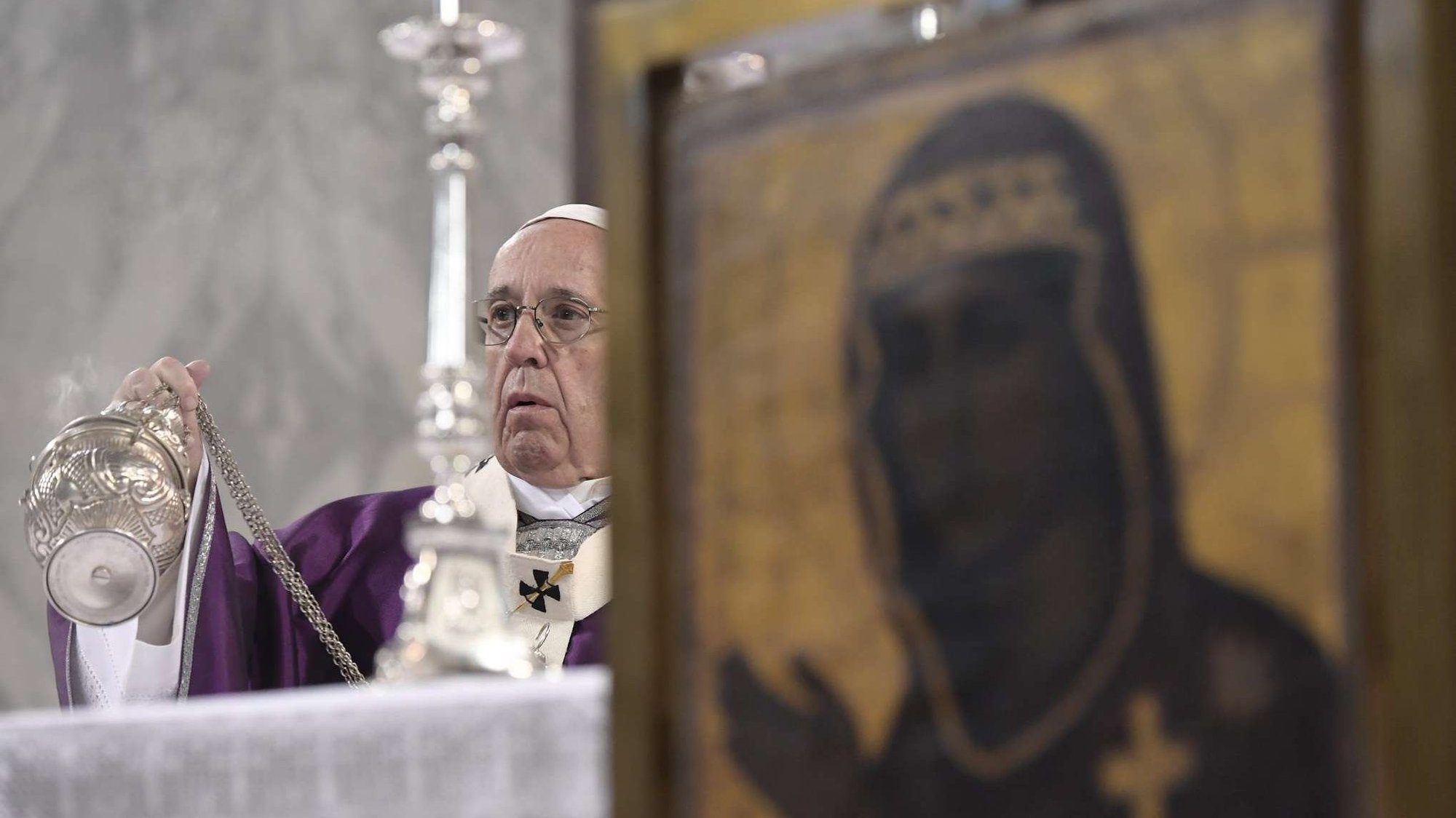 Pope Francis celebrates Ash Wednesday Mass in 2017. (Vatican Media via CNA)