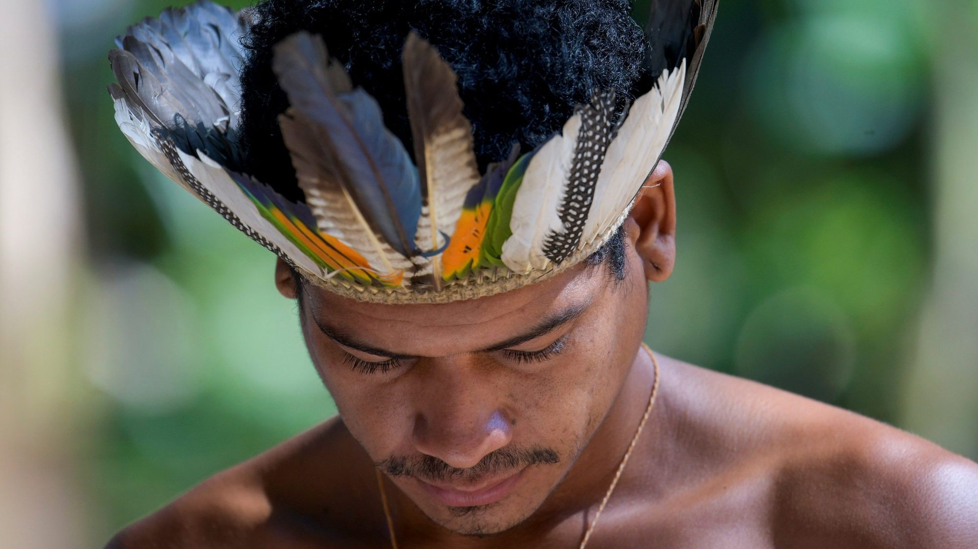 An indigenous man from the Pataxo ethnic group is seen in Sao Joaquim de Bicas, Brazil, March 25, 2020. (CNS photo/Washington Alves, Reuters)