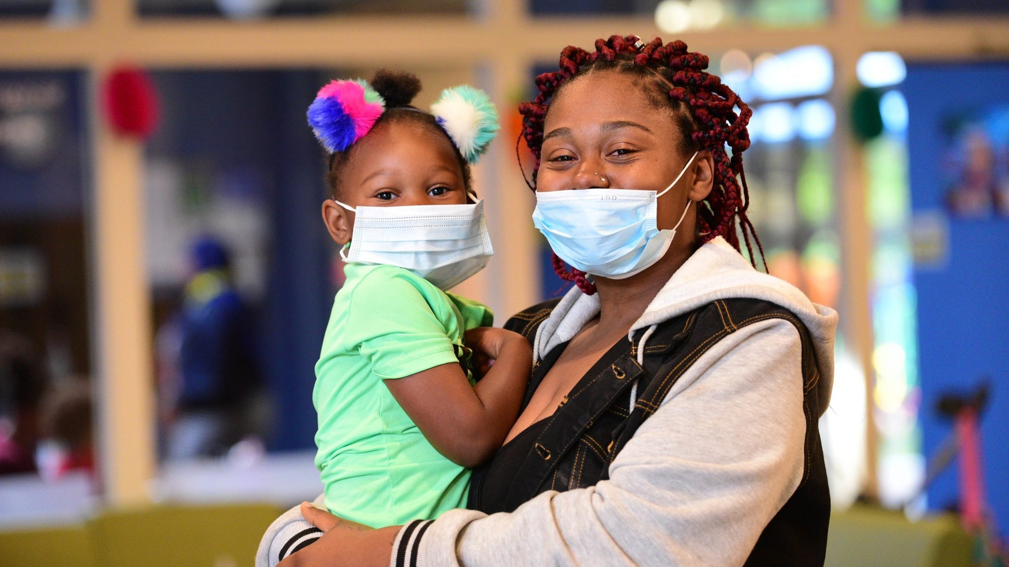 A mother and child are seen at Covenant House in New Orleans April 10, 2020, during the coronavirus pandemic. (CNS photo/Cheryl Gerber via Covenant House)