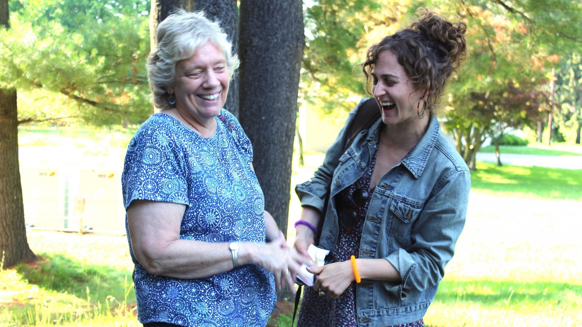 Dominican Sister Connie Koch and Leah Feder are seen at the Dominican Sisters of Hope's retreat center in Ossining, N.Y., June 23, 2019. For four years, the "Nuns and Nones" movement has been cultivating an intergenerational community that addresses the existential questions now plaguing the rest of the world amid a global pandemic.(CNS photo/courtesy Dominican Sisters of Hope)