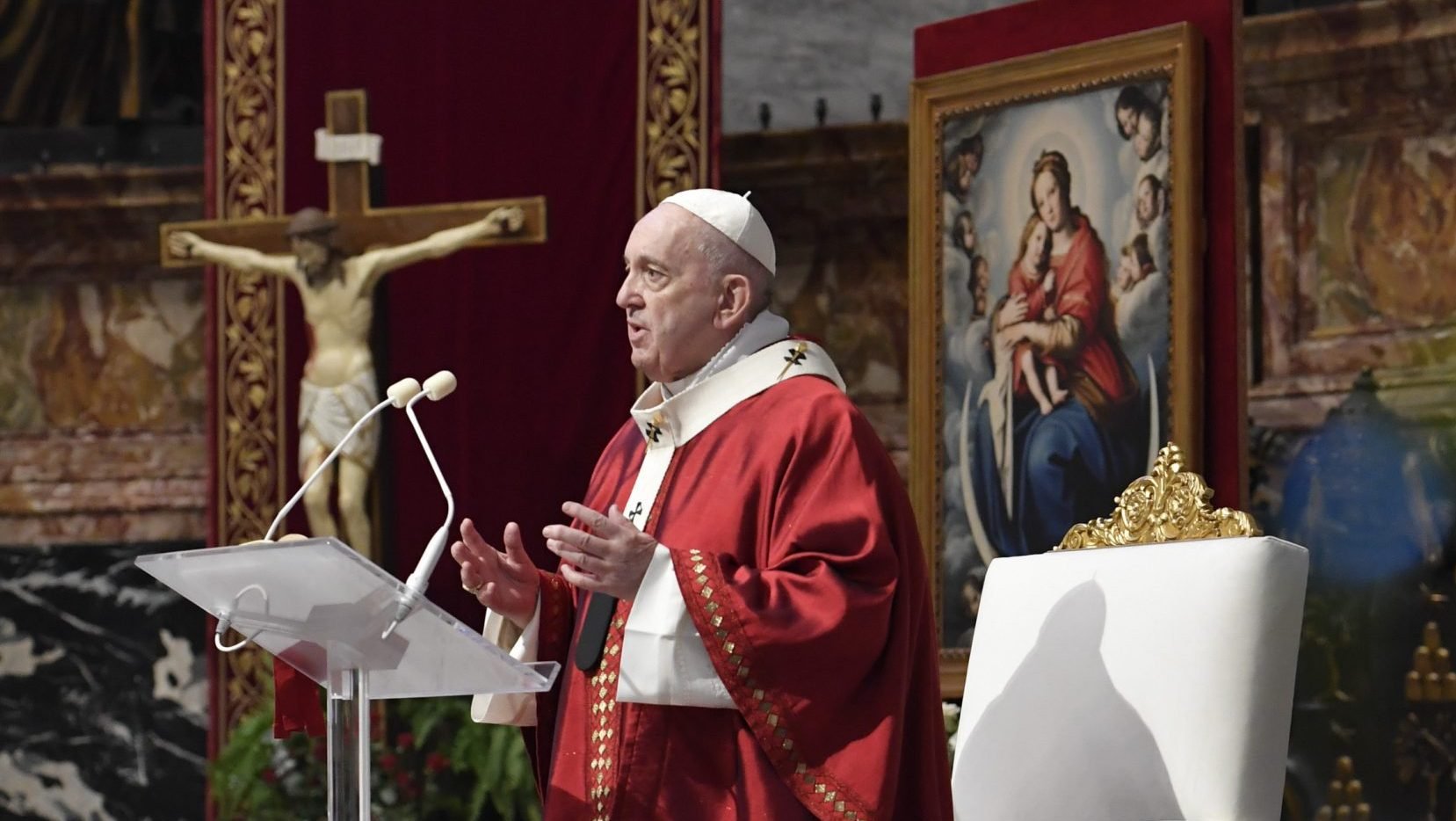 Pope Francis celebrates Pentecost Mass in St. Peter's Basilica at the Vatican May 31, 2020. (CNS photo/Vatican Media)