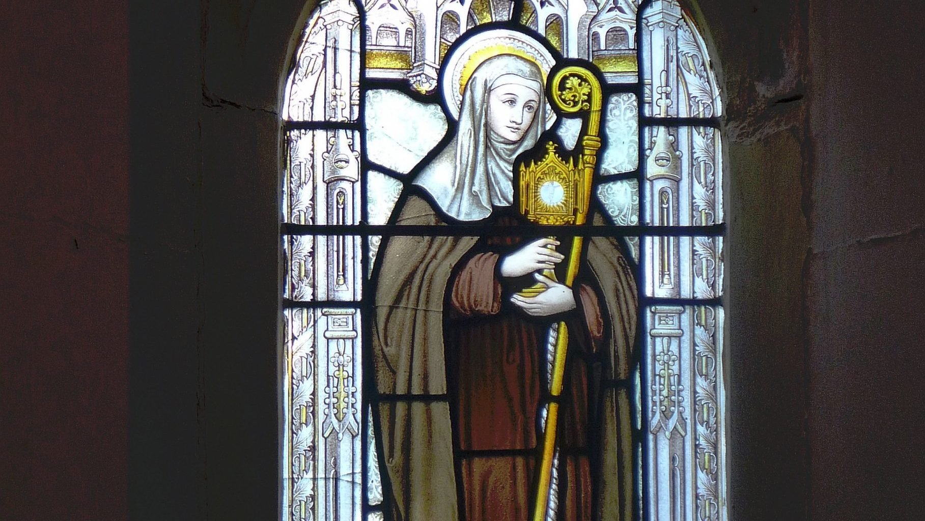 St. Clare of Assisi stained glass in St. Stephen's Church in South Kensington, London. (Shutterstock)