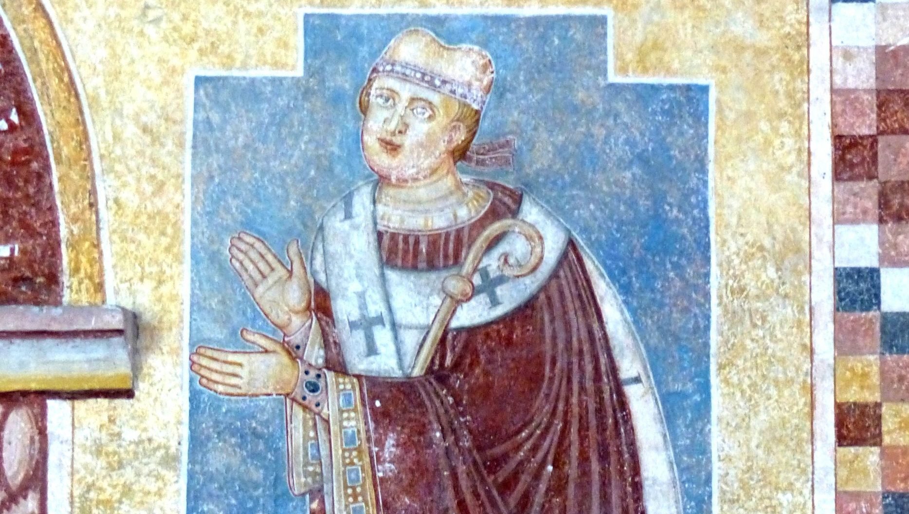 Otto of Bamberg depicted in a Romanesque fresco, Prüfening Abbey, c. 1130. (Wikipedia)