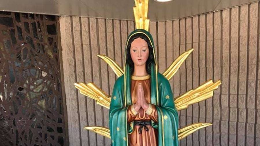 The restored statue of Our Lady of Guadalupe, in Upland, California. (Courtesy photo via CNA)