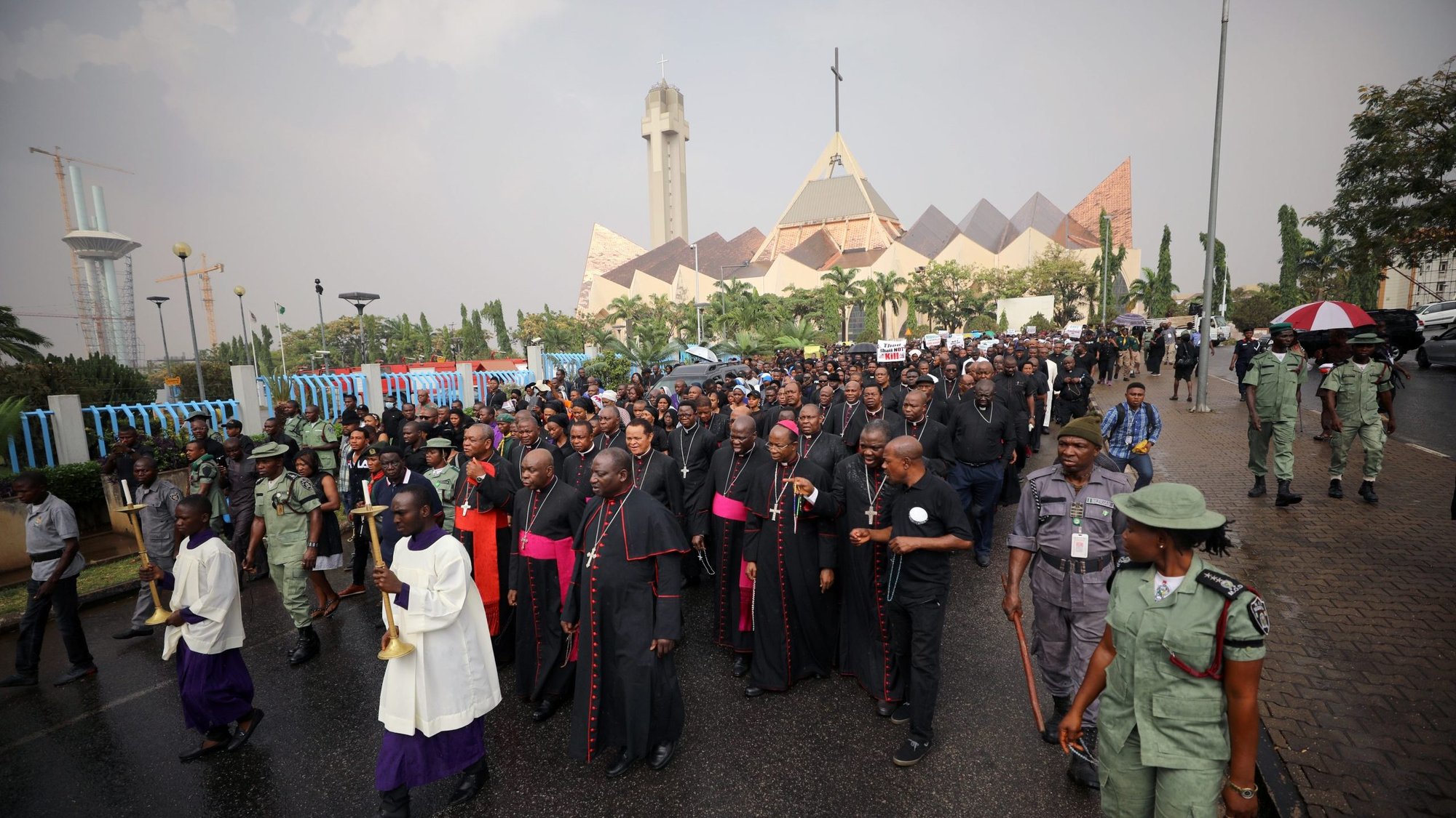 Prelates lead a protest over unending killings of Nigerians in Abuja, Nigeria, March 1, 2020. Nigerian bishops called on the international community to help the West African country in its fight against ethnic insecurity and terrorist groups such as Boko Haram. (CNS photo/Afolabi Sotunde, Reuters)
