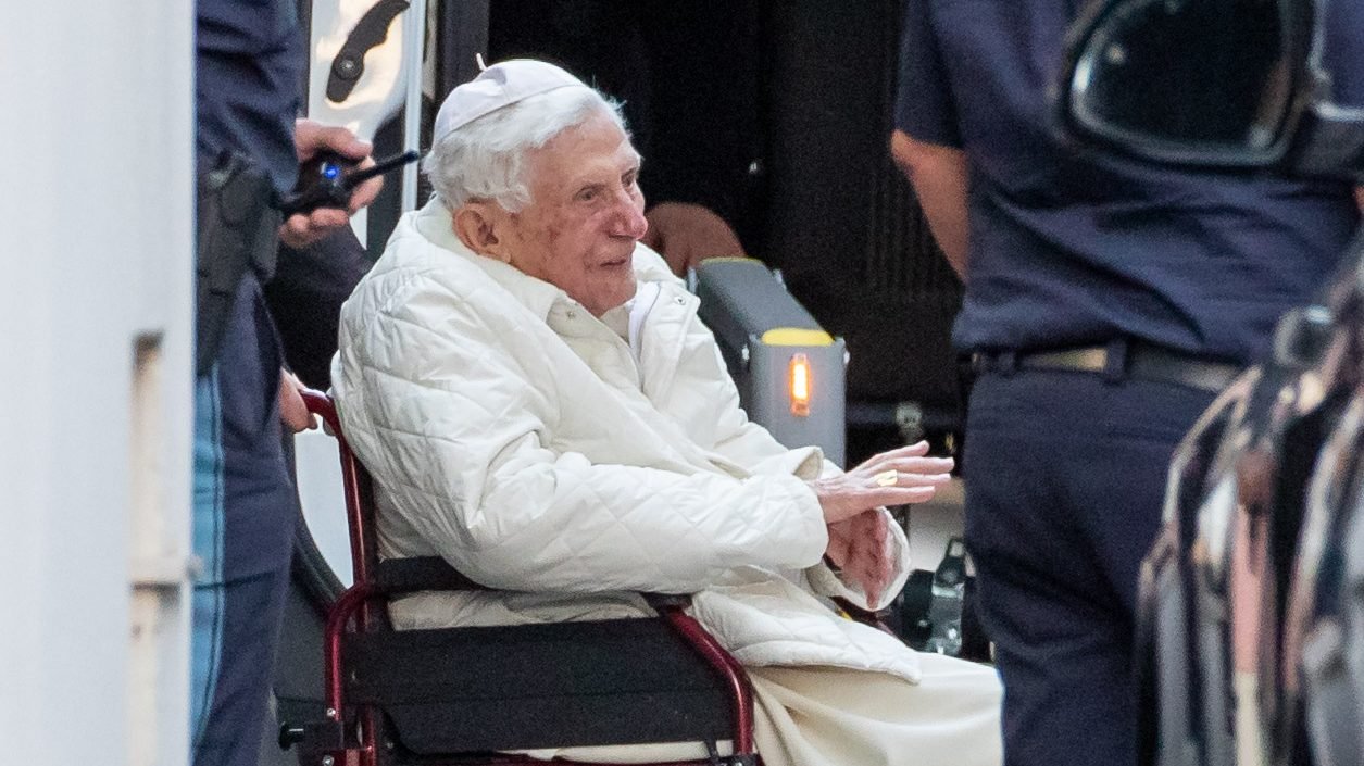 Retired Pope Benedict XVI is pictured during a visit to see his brother, Msgr. Georg Ratzinger, in Regensburg, Germany, June 19, 2020. (CNS photo/Daniel Karmann, DPA, Reuters)