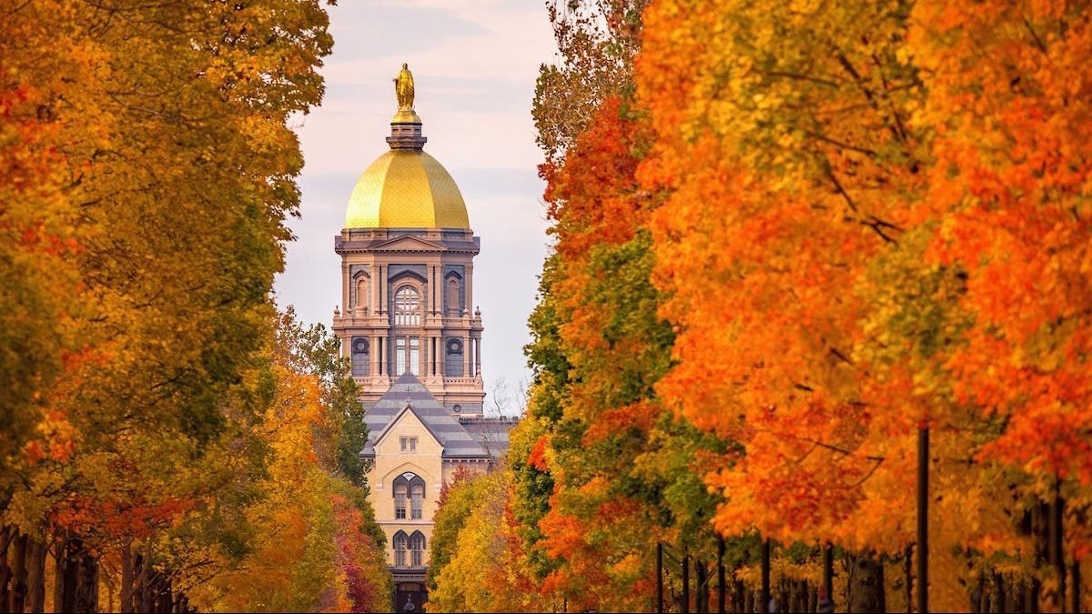 The University of Notre Dame in Indiana is seen in this 2019 file photo. The university announced Aug. 18, 2020, that in-person classes will be replaced by remote instruction because positive rates for the coronavirus continue to climb. (CNS photo/Matt Cashore, USA TODAY NETWORK via Reuters)