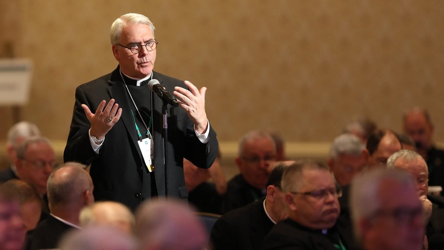 Archbishop Paul S. Coakley of Oklahoma City is seen in this 2018 file photo at the fall general assembly of the U.S. Conference of Catholic Bishops in Baltimore. The archbishop chairs the USCCB's Committee on Domestic Justice and Human Development. (CNS photo/Bob Roller)