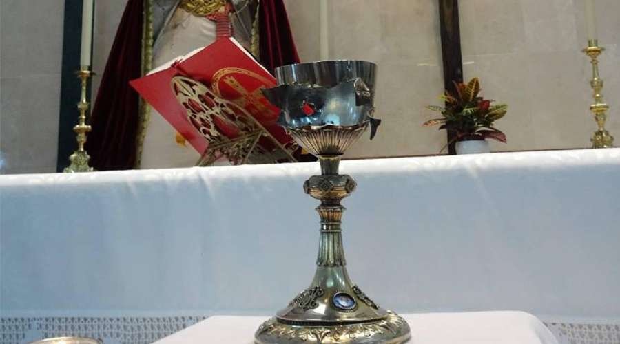 Chalice desecrated by ISIS. (Diocese of Malaga, Spain via CNA)