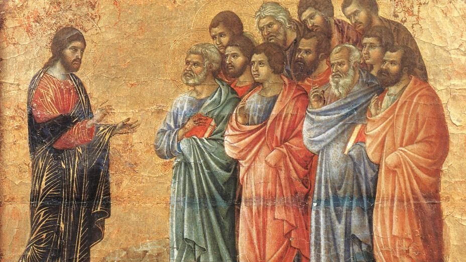 “Appearance on the Mountain in Galilee,” by Duccio di Buoninsegna, 1255–1319, Italian. (Wikimedia Commons)