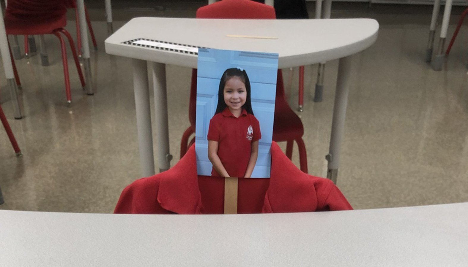 A picture of Daniella Garcia sits at her desk at St. Anthony School in San Gabriel. (Courtesy St. Anthony School)